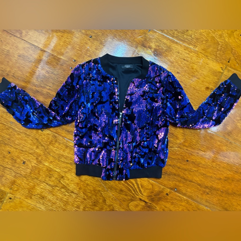 Gorgeous Sequin Bomber Jacket Small